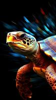 Abstract Turtle on Dark Background AI Generated photo