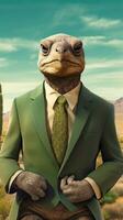 Business Attire Tortoise in a DesertThemed Office AI Generated photo