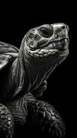 Black and White Turtle on Dark Background Generative AI photo