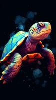 Abstract Turtle on Dark Background AI Generated photo