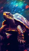 Abstract Turtle on Dark Background Generative AI photo