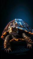 Grungeon Turtle on Dark Background Generative AI photo