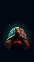 Minimalist Turtle on Dark Background AI Generated photo