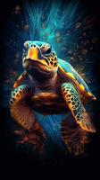 Dark Collage Turtle on Full Focus Background AI Generated photo