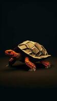 Origami Turtle on Dark Geometric Background Generative AI photo