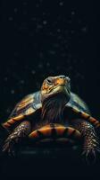 Minimalist Turtle on Dark Background Generative AI photo