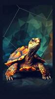 Low Poly Turtle on Dark Background Generative AI photo