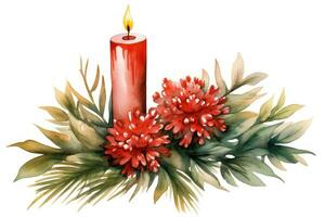 Watercolor Christmas Candle Clipart AI Generated photo