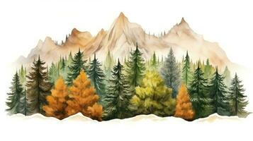 Autumn Forest Tree Watercolor Illustration AI Generated photo