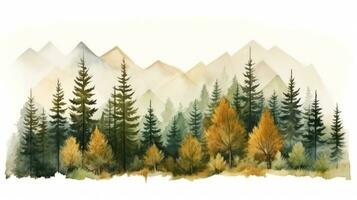 Autumn Forest Tree Watercolor Illustration AI Generated photo