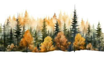 Autumn Forest Tree Watercolor Illustration AI Generated photo