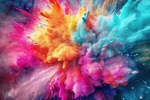 Colorful Powder Paint Explosion in Cinematic Shot AI Generated photo