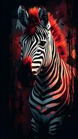 Abstract Zebra on Dark Background Generative AI photo