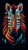 Cartoon Zebra on Dark Background AI Generated photo