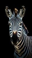 Zebra in the Dark Bokeh Style AI Generated photo