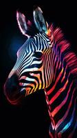 Glitched Zebra on Dark Background Generative AI photo