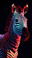 Glitched Zebra on Dark Background Generative AI photo