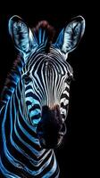 Vibrant Zebra on Dark Background AI Generated photo