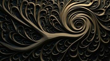 Twisted Branches Shaped into 3D Fractals of Wood Bio Sculpture for Decorative Backgrounds photo