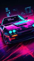 Dynamic Metal Poster of a Sleek Sports Car and Fierce Panther Generative AI photo