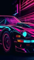 Dynamic Metal Poster of a Sleek Sports Car and Fierce Panther Generative AI photo