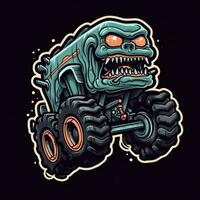 Jumping Monster Truck Sticker Graphic Design for ActionPacked Adventures Generative AI photo