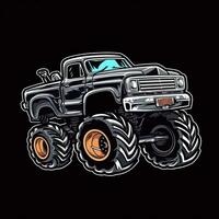 Jumping Monster Truck Sticker Graphic Design for ActionPacked Adventures Generative AI photo