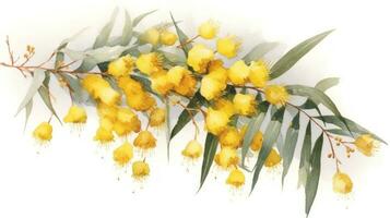 Beautiful Depiction of Australias National Flower  The Golden Wattle Collection Generative AI photo