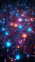 NeonGlowing Network of Highly Connected Neurons Generative AI photo