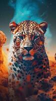 Comic Style Cheetah Hunter in the Jungle Generative AI photo