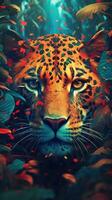 Comic Style Cheetah Hunter in the Jungle Generative AI photo
