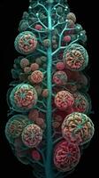 Vivid Colors of Cell Division A Highly Detailed Electron Microscope View Generative AI photo