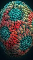 Vivid Colors of Cell Division A Highly Detailed Electron Microscope View Generative AI photo