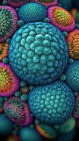 Vivid Colors of Cell Division A Highly Detailed Electron Microscope View Generative AI photo