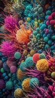 Vivid Colors of Cell Signaling Pathways Revealed in Highly Detailed Electron Microscope View Generative AI photo