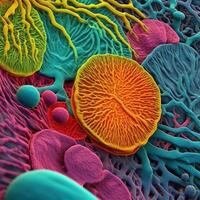 Inside a Plant Cell A Vivid View of Chloroplasts under an Electron Microscope Generative AI photo