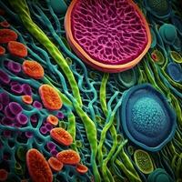 Inside a Plant Cell A Vivid View of Chloroplasts under an Electron Microscope Generative AI photo