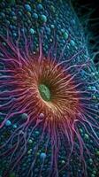 Vivid Colors of Cilia on a Cell Surface Viewed through a Highly Detailed Electron Microscope Generative AI photo