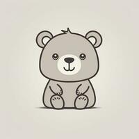 Simple and Cute Bear Outline in Cartoon Style on Clear Background Generative AI photo