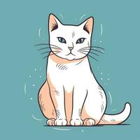 Simple and Cute Cat Outline in Cartoon Style on Clear Background Generative AI photo