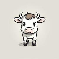 Simple and Cute Cow Outline in Cartoon Style on Clear Background Generative AI photo