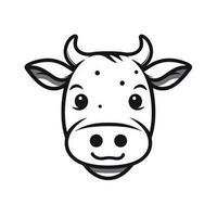 Simple and Cute Cow Outline in Cartoon Style on Clear Background Generative AI photo