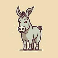 Simple and Cute Donkey Outline in Cartoon Style on Clear Background Generative AI photo