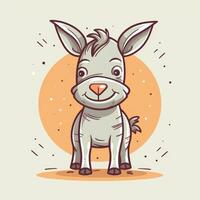 Simple and Cute Donkey Cartoon Outline Design on Clear Background Generative AI photo