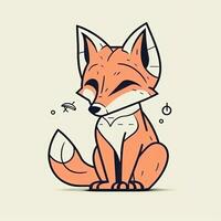 Simple and Cute Fox Outline in Cartoon Style on Clear Background Generative AI photo