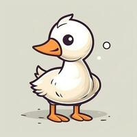 Simple and Cute Goose Outline in Cartoon Style on Clear Background Generative AI photo