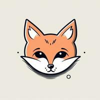 Simple and Cute Fox Outline in Cartoon Style on Clear Background Generative AI photo