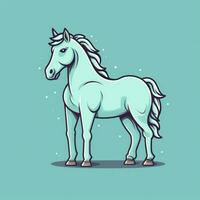 Simple and Cute Horse Outline in Cartoon Style on Clear Background Generative AI photo