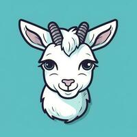 Simple and Cute Goat Cartoon Outline in Vector Style on Clear Background Generative AI photo