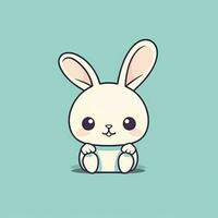 Simple and Cute Rabbit Outline in Cartoon Style on Clear Background Generative AI photo